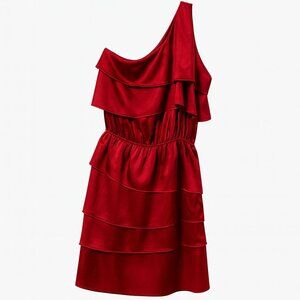 Gianni Bini Red Satin Party Dress One Shoulder S Holiday Festive NYE Valentines